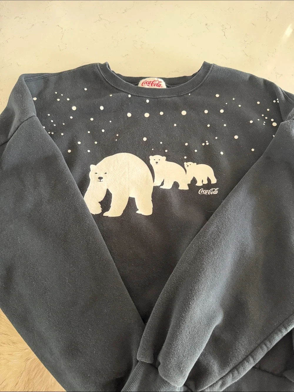 Coca Cola Black Sweatshirt with White Polar Bear Graphic